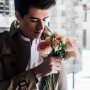 man, model, flowers